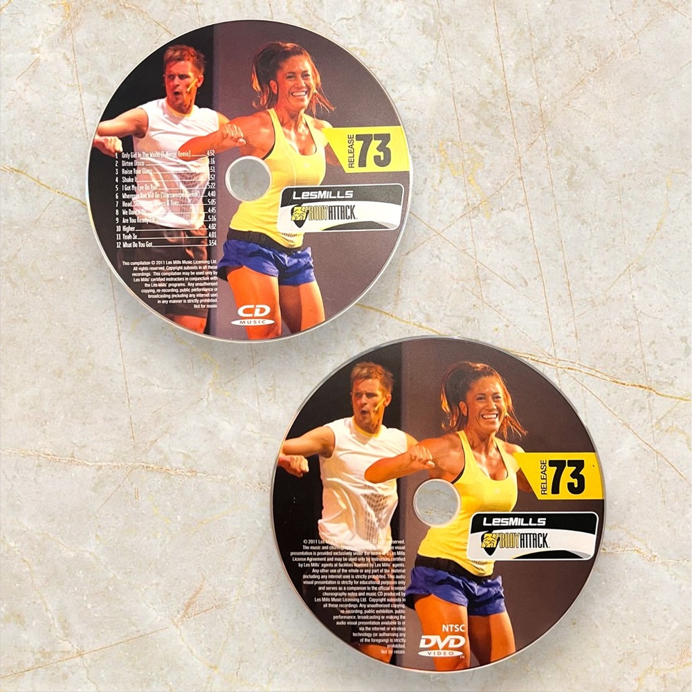 Les Mills BODYATTACK 73 CD, DVD, & Choreography Booklet